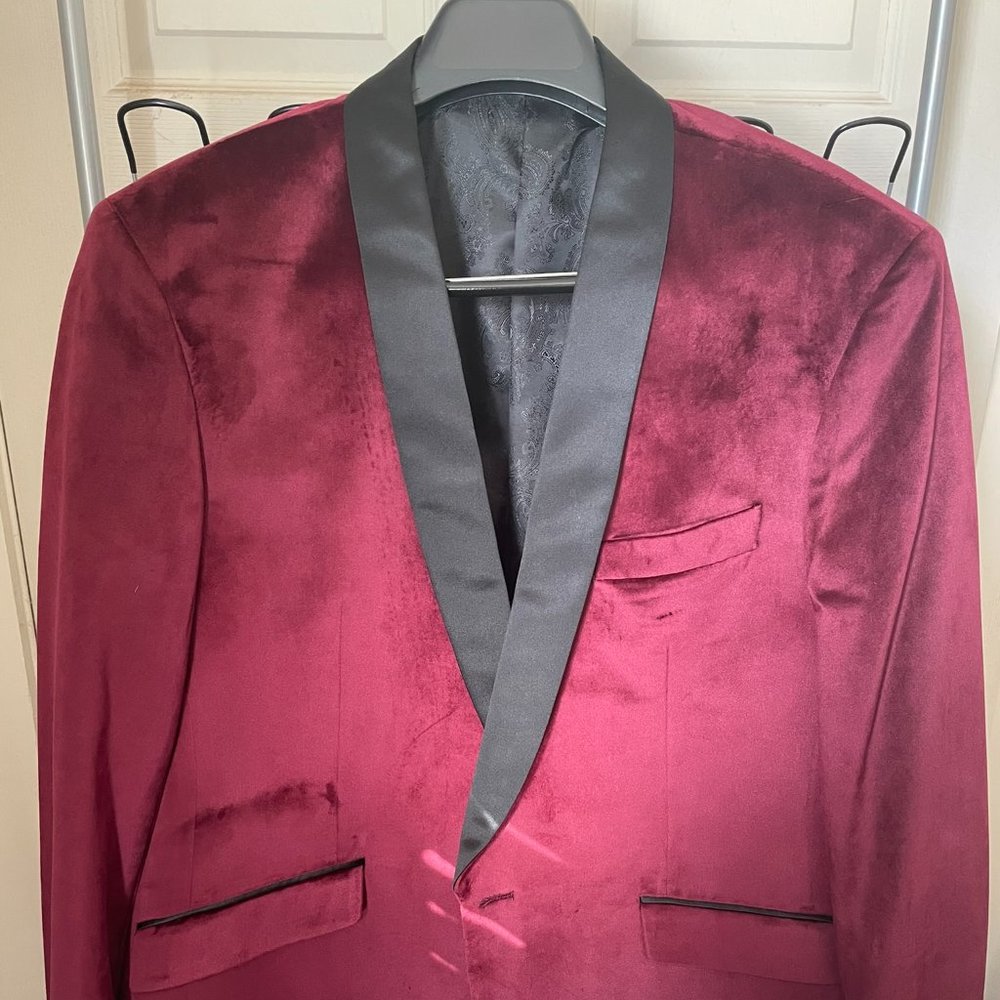 DOBELL BURGUNDY VELVET DINNER JACKET 48R
